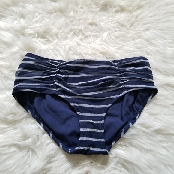 J Crew Striped Ruched Swim Bikini Bottom - Picture 1 of 6